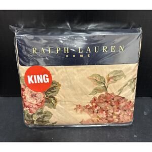 Ralph Lauren Sussex Gardens Neutral King Fitted Sheet ONLY Neutral Floral Sealed
